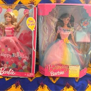 LOT OF 2 VINTAGE Y2K HAPPY BIRTHDAY CELEBRATION BARBIE DOLLS